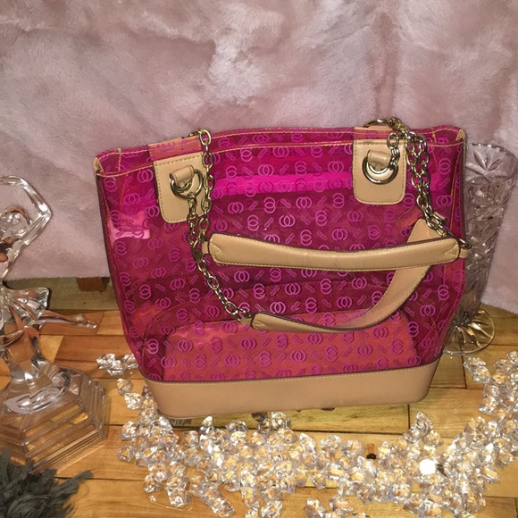 ‼️SALE‼️Clutches clear bag pink with beige strap - Picture 5 of 5